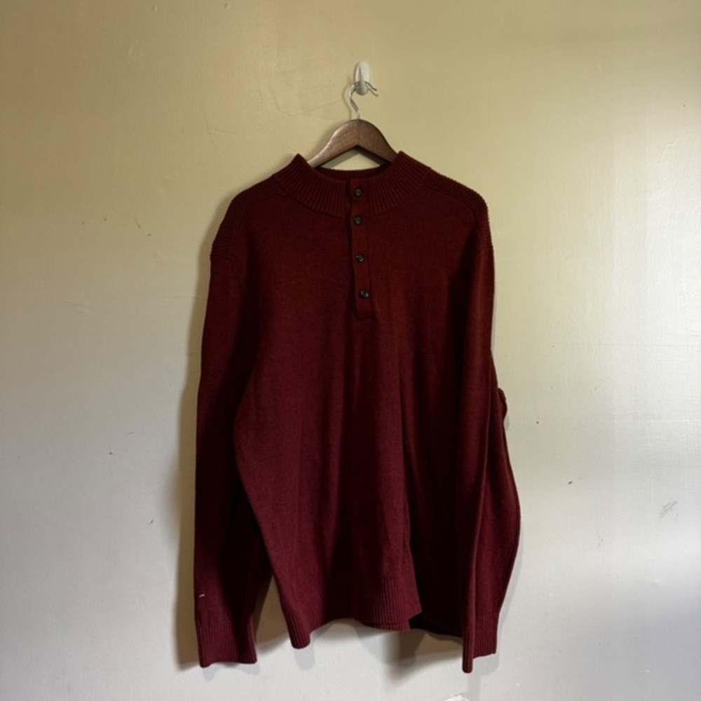 GAP Womens XXL Burgundy Mock Neck Henley Button Sweater Ribbed Knit NWT